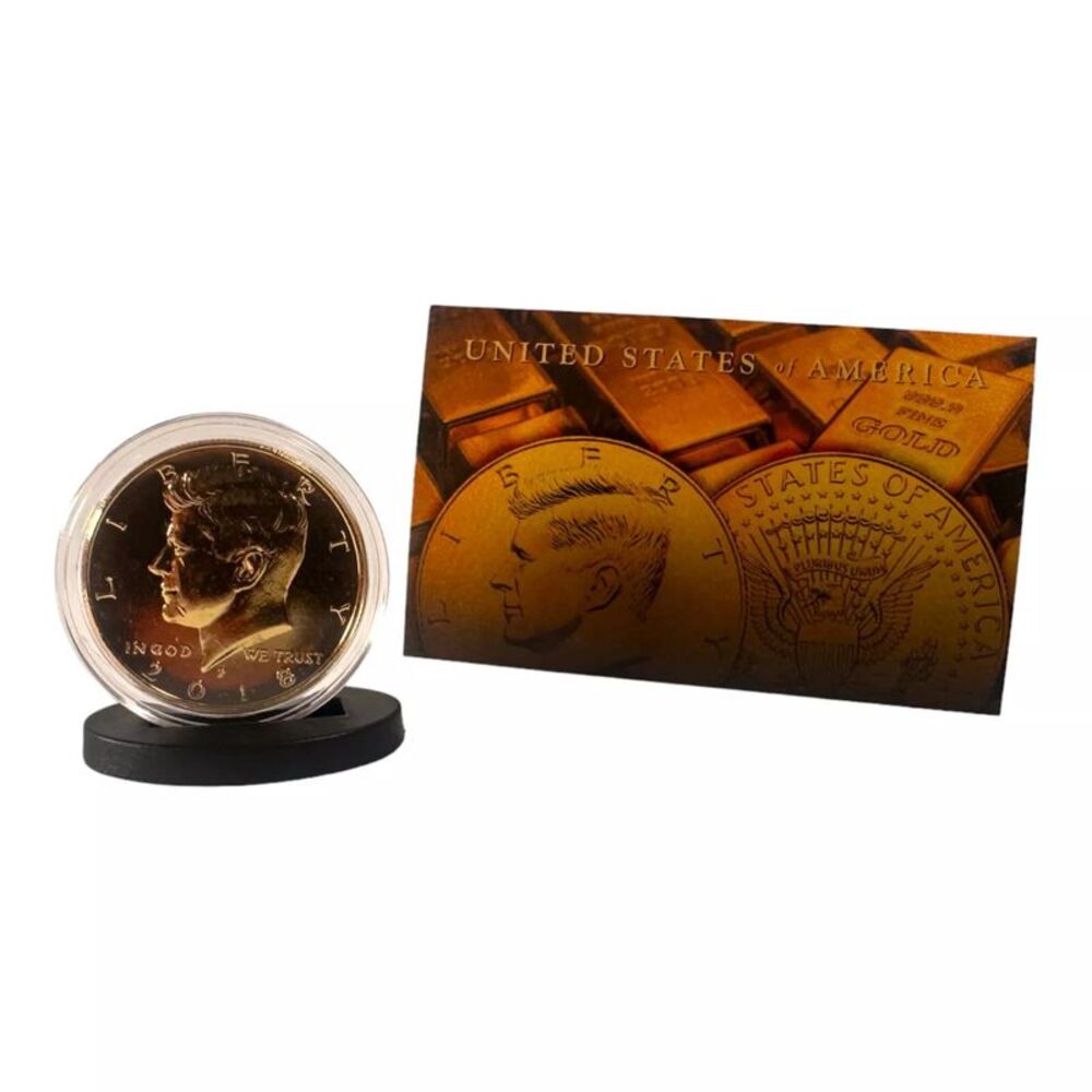 24K Gold Plated JFK Kennedy Half Dollar